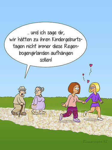 Cartoon: Kindergeburtstag (medium) by Frank Zimmermann tagged birthday,dress,lesbian,woman,women,fcartoons,frau,freundin,froh,kindergeburtstag,lesbe,lesbisch,lustig,rentner