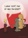 Cartoon: Herzblatt (small) by Frank Zimmermann tagged herzblatt,rotkäppchen,wolf,moderator,show,rosa,pink,little,red,riding,hood,wolve