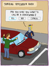 Cartoon: PARKING OFFENDER (small) by Frank Zimmermann tagged parking offender lot park police woman robot cartoon ticket knöllchen beschwerde politesse parken auto