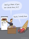 Cartoon: starter home (small) by Frank Zimmermann tagged starter home sell crab flipchart desk salesman hermit