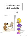 Cartoon: umschuldig (small) by Frank Zimmermann tagged umschuldig,manfred,hund,dog,toilette,pissen,wc,beschweren,kleid