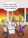 Cartoon: Wochenende (small) by Frank Zimmermann tagged wochenende,monster,schreibtisch,weltuntergang,skyscraper,arbeit,arbeiten,schreien,panik,imac,computer,desk,apple,trex