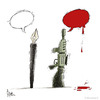 Cartoon: Freedom of Speech (small) by Khalid Alhashimi tagged freedom,violence