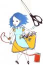 Cartoon: Sew What (small) by BonnieRue tagged lady,scissors,needle,crafty,pen,crayon