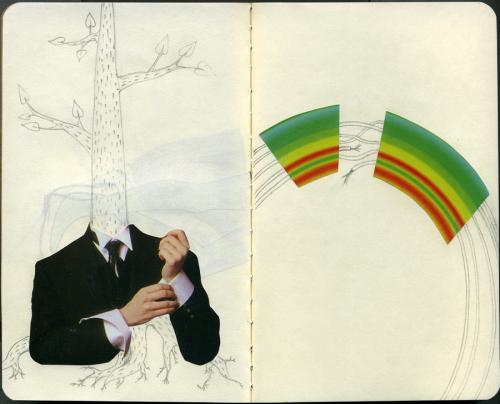 Cartoon: rainbow (medium) by fake_glue tagged collage,pencil,moleskine