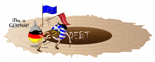 Cartoon: Crisis en Grecia (medium) by PAICHE tagged deuda,economia,cartoon,europea,union,alemania,grecia