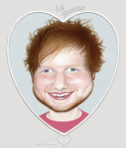 Cartoon: Ed Sheeran. (medium) by Maria Hamrin tagged caricature,music,folk,acoustic,idol,pop,musician,celebrity,british