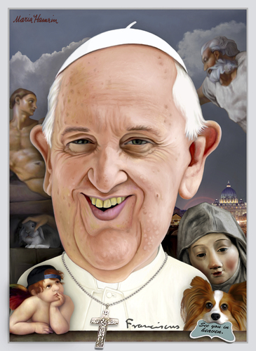 Cartoon: Pope Francis (medium) by Maria Hamrin tagged franciscus,caricature,jesuit,catholic,christianity,leader,italy,vatican,argentina,buenos,aires,gregory,111