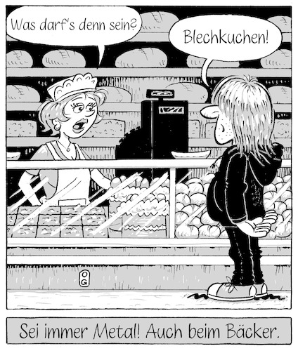 Cartoon: Blechkuchen (medium) by Oliver Gerke tagged heavy,metal,gebäck