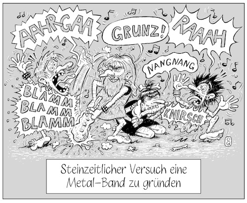 Cartoon: Steinzeit Metal (medium) by Oliver Gerke tagged heavy,metal