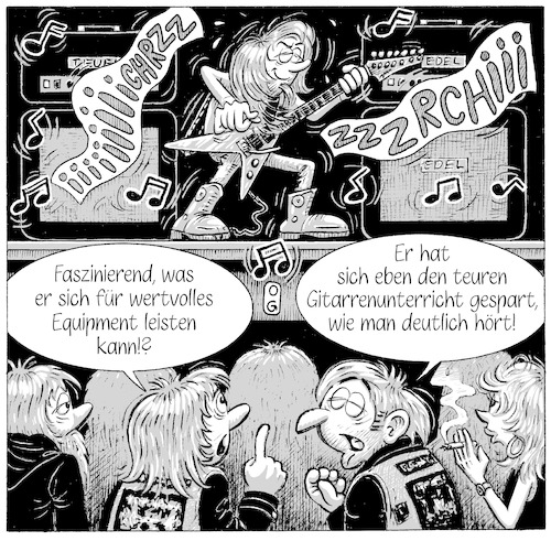 Cartoon: Teures Equipment (medium) by Oliver Gerke tagged gitarrenlehrer,metal