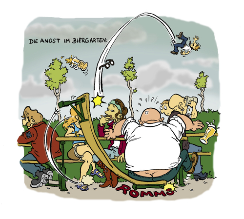 Cartoon: Biergarten (medium) by Steffen Elbing tagged bier,biergarten,kneipe,sommer,angst