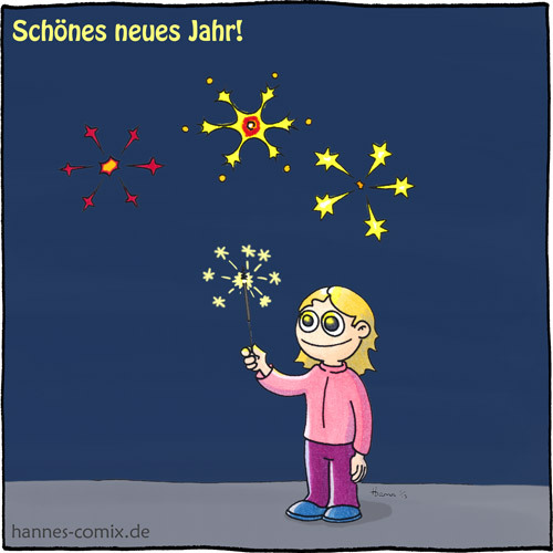 Cartoon: eine Wunderkerze (medium) by Hannes tagged sylvester,neujahr,wunderkerze,raketen,feuerwerk
