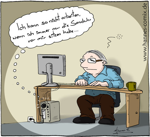 Cartoon: Sanduhr (medium) by Hannes tagged computer,büro,sanduhr,angestellter,büroschlaf,pc,rechenpower
