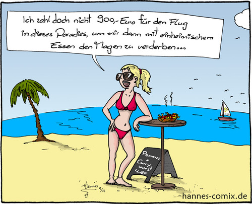 Cartoon: Urlaubsküche (medium) by Hannes tagged urlaub,essen,kueche,sommer,strand,allinlkusive,pommes,deutsche