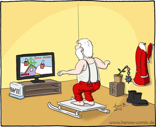 Cartoon: wii (medium) by Hannes tagged weihnachten,weihnachtsmann,wii,spielekonsole,konsole,spiel