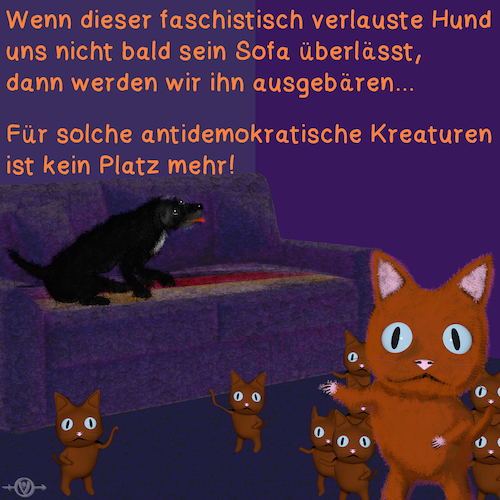 Cartoon: Cats and Dogs 1 (medium) by PuzzleVisions tagged puzzlevisions,katzen,cats,dogs,hunde,faschismus,türkei,turkey,deutschland,germany,erdogan,geburt,birth