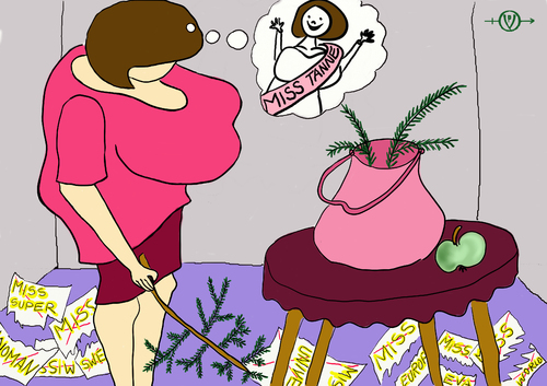 Cartoon: Miss Tanne (medium) by PuzzleVisions tagged tanne,pinetree,xmas,miss,election,weihnachten,misswahl,frau,woman,traum,dream,wish,wunsch