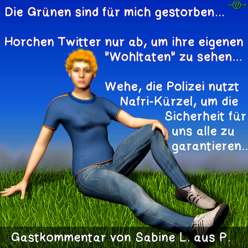 Cartoon: Nafri - Grüne (medium) by PuzzleVisions tagged puzzlevisions,grüne,green,partei,party,peter,özdemir,nafri,polizei,police,twitter