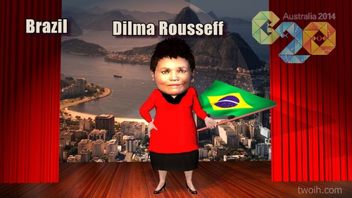 Cartoon: Dilma Rousseff (medium) by TwoEyeHead tagged g20,brazil,dilma,rousseff,brisbane,australia