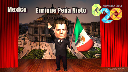 Cartoon: Enrique Pena Nieto Mexico (medium) by TwoEyeHead tagged g20,brisbane,australia,mexico,enrique,nieto