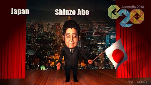 Cartoon: Shinzo Abe (medium) by TwoEyeHead tagged japan,shinzo,abe,g20,brisbane