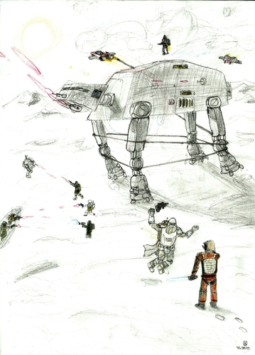 Cartoon: Hoth War (medium) by uharc123 tagged star,wars,hoth,lightsaber,war,luke,pilot