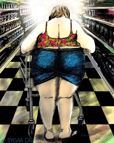 Cartoon: supermarket (medium) by sylvia tagged fat,supermarket