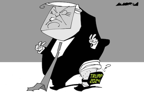 Cartoon: Ankle monitors (medium) by Amorim tagged usa,trump,2024,presidential,election,usa,trump,2024,presidential,election