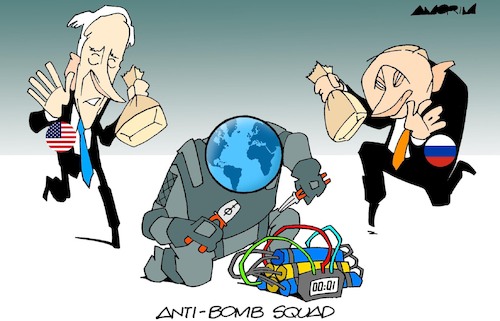 Cartoon: Anti bombs (medium) by Amorim tagged putin,biden,ukraine
