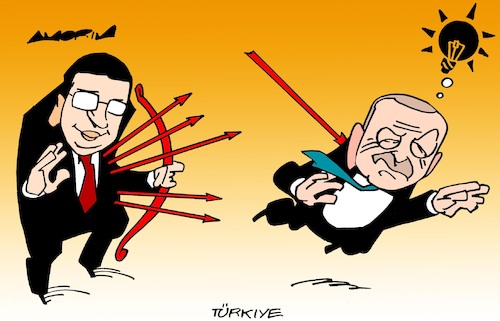 Cartoon: Arrowed (medium) by Amorim tagged recep,erdogan,chp,ak,recep,erdogan,chp,ak