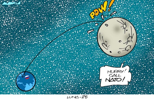 Cartoon: Attacks (medium) by Amorim tagged russia,nato,moon,russia,nato,moon