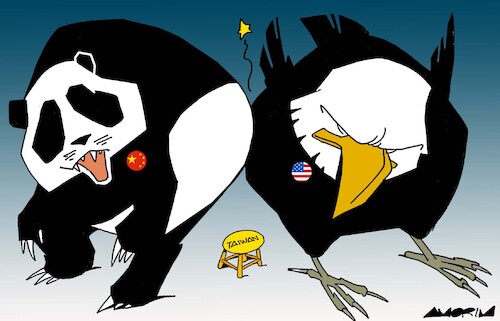 Cartoon: Big asses (medium) by Amorim tagged usa,china,taiwan,usa,china,taiwan