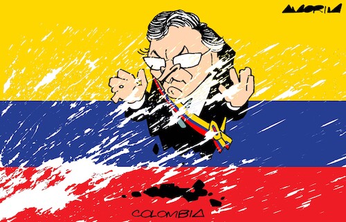 Cartoon: Colombian president  son (medium) by Amorim tagged colombia,gustavo,petro,investigations,colombia,gustavo,petro,investigations