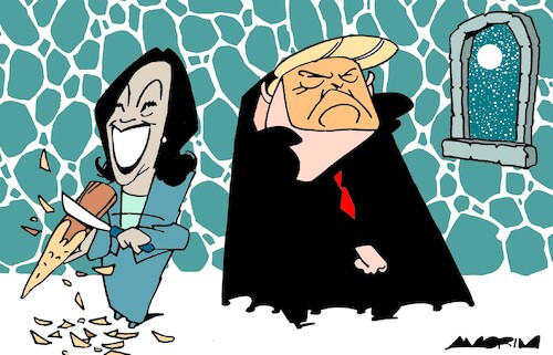 Cartoon: Conventions (medium) by Amorim tagged trump,kamala,harris,democrats,convention,trump,kamala,harris,democrats,convention