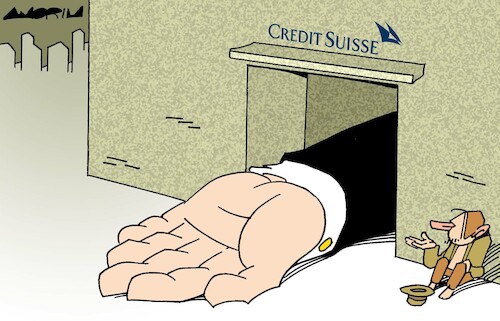 Cartoon: Credit Suisse (medium) by Amorim tagged credit,bankrupt,switzerland,credit,bankrupt,switzerland