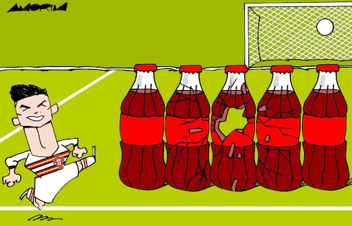 Cartoon: Cristiano Ronaldo (medium) by Amorim tagged cristiano,ronaldo,coca,cola,water