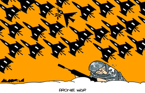 Cartoon: Drone wars (medium) by Amorim tagged iran,drones,israel,usa,iran,drones,israel,usa