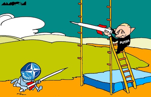 Cartoon: Escalating the war (medium) by Amorim tagged nato,putin,ukraine,nato,putin,ukraine