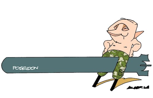 Cartoon: Fragile masculinity (medium) by Amorim tagged putin,nuclearweapons,poseidon,putin,nuclearweapons,poseidon