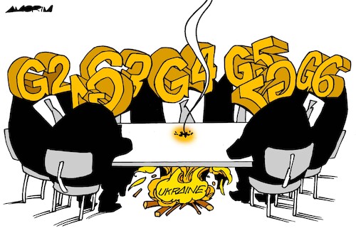 Cartoon: G7 Summit (medium) by Amorim tagged g7,ukraine,war,g7,ukraine,war