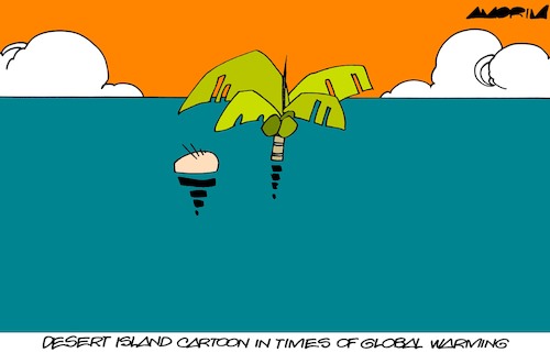 Cartoon: Global Warming (medium) by Amorim tagged global,warming,desert,island,global,warming,desert,island