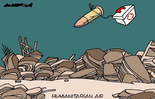 Cartoon: Humanitarian Aid (medium) by Amorim tagged israel,gaza,hunger,israel,gaza,hunger
