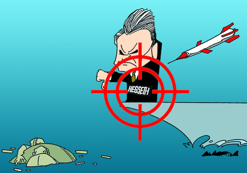 Cartoon: Kill everybody (medium) by Amorim tagged venezuela,petehegseth,trump