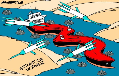 Cartoon: Obstacle course (medium) by Amorim tagged iran,straitofhormuz,usa,israel,iran,straitofhormuz,usa,israel