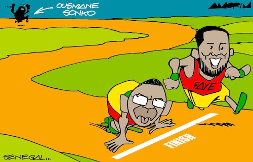 Cartoon: Opposition wins (medium) by Amorim tagged senegal,bassirou,diomaye,faye,macky,sall,ousmane,sonko,senegal,bassirou,diomaye,faye,macky,sall,ousmane,sonko
