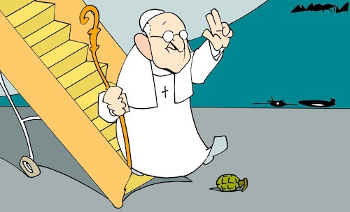 Cartoon: Pope Francis (medium) by Amorim tagged pope,francis,vatican