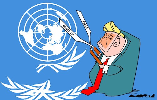 Cartoon: Pruning (medium) by Amorim tagged boardofpeace,trump,un,boardofpeace,trump,un