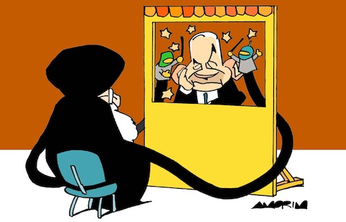 Cartoon: Puppets (medium) by Amorim tagged israel,iran,hamas,hezbollah,israel,iran,hamas,hezbollah