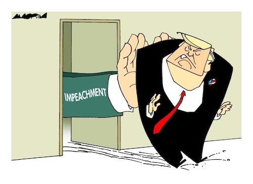 Cartoon: Pushing out (medium) by Amorim tagged trump,impeachment,capitol,riots